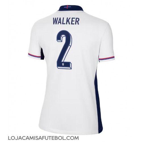 Camisa de Futebol Inglaterra Kyle Walker #2 Equipamento Principal Mulheres Europeu 2024 Manga Curta